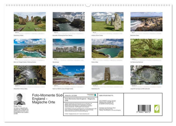 Produktbild: Foto-Momente S&uuml;d-England - Magische Orte (hochwertiger Premium Wandkalender 2026 DIN A2 quer), Kunstdruck in Hochglanz