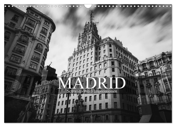 Produktbild: Madrid - Schwarz-Wei&szlig; Impressionen (Wandkalender 2026 DIN A3 quer), CALVENDO Monatskalender