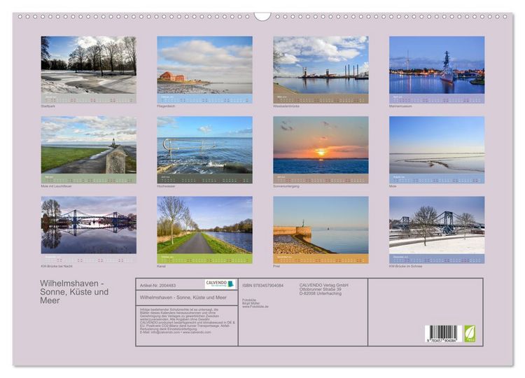 Produktbild: Wilhelmshaven - Sonne, K&uuml;ste und Meer (Wandkalender 2026 DIN A2 quer), CALVENDO Monatskalender