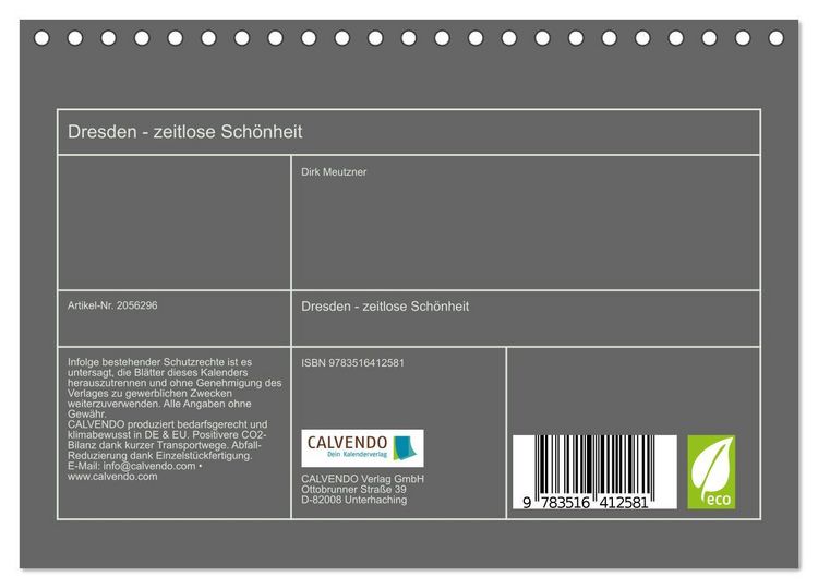Produktbild: Dresden - zeitlose Sch&ouml;nheit (Tischkalender 2026 DIN A5 quer), CALVENDO Monatskalender