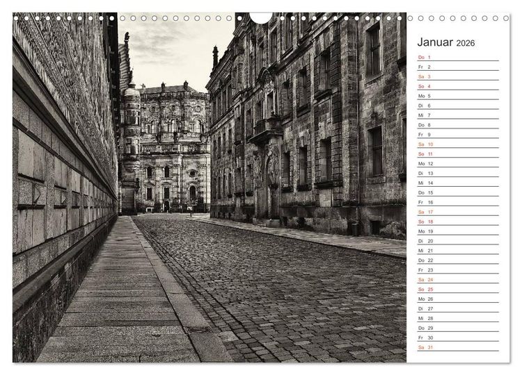 Produktbild: Dresden Schwarz-Wei&szlig; (Wandkalender 2026 DIN A3 quer), CALVENDO Monatskalender