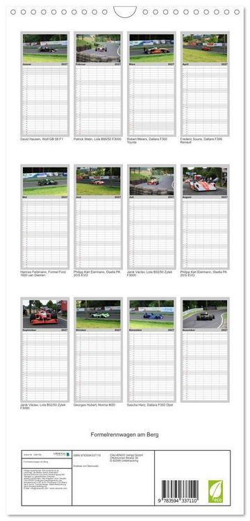 Produktbild: Familienplaner 2027 - Formelrennwagen am Berg mit 5 Spalten (Wandkalender, 21 x 45 cm) CALVENDO