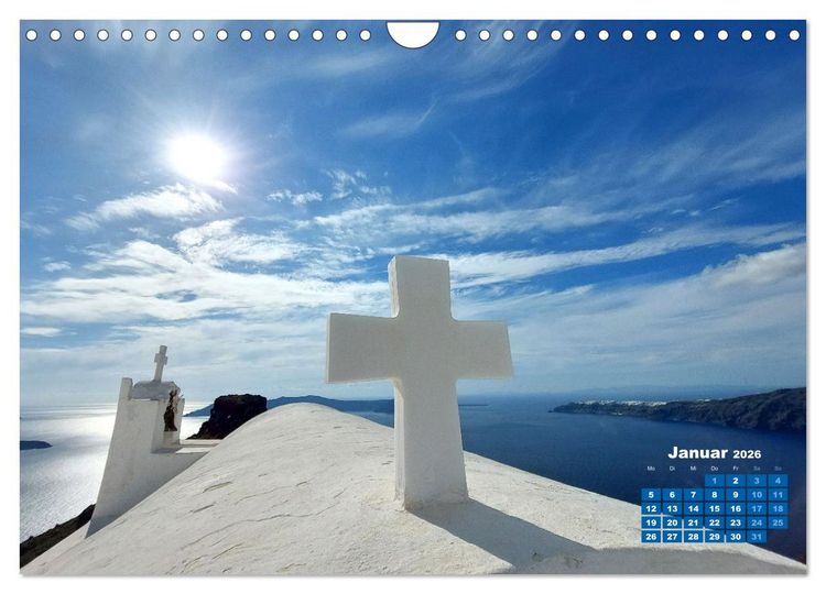 Produktbild: SANTORIN &ndash; Die atemberaubende Sch&ouml;nheit der magischen Insel (Wandkalender 2026 DIN A4 quer), CALVENDO Monatskalender