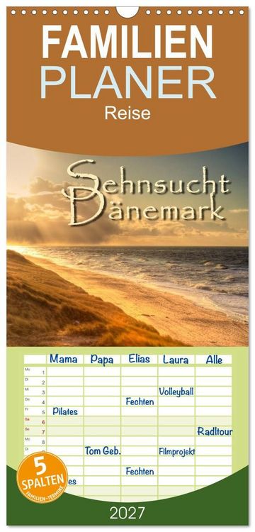 Produktbild: Familienplaner 2027 - Sehnsucht D&auml;nemark - Danmark mit 5 Spalten (Wandkalender, 21 x 45 cm) CALVENDO