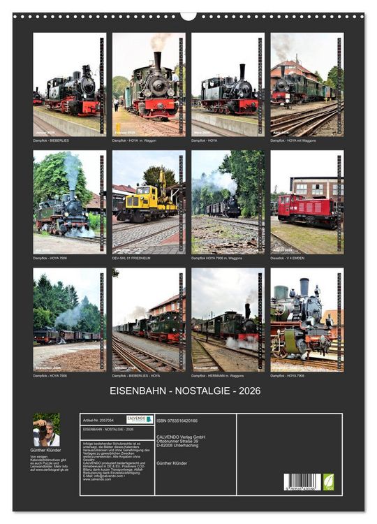 Produktbild: EISENBAHN - NOSTALGIE - 2026 (Wandkalender 2026 DIN A2 hoch), CALVENDO Monatskalender