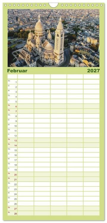 Produktbild: Familienplaner 2027 - Bonjour Paris mit 5 Spalten (Wandkalender, 21 x 45 cm) CALVENDO