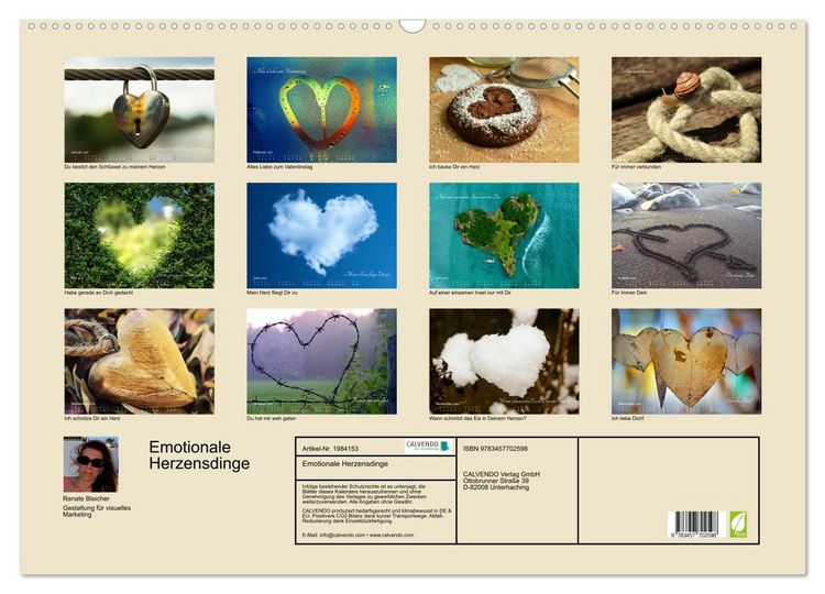 Produktbild: Emotionale Herzensdinge (Wandkalender 2026 DIN A2 quer), CALVENDO Monatskalender