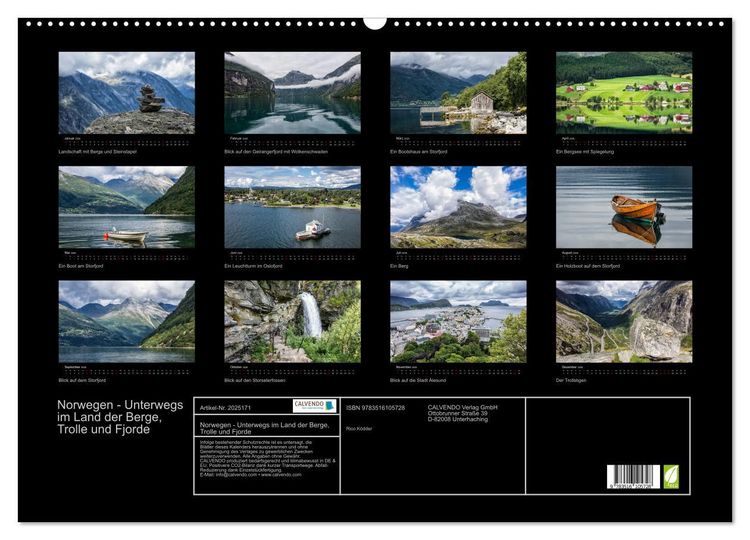 Produktbild: Norwegen - Unterwegs im Land der Berge, Trolle und Fjorde (Wandkalender 2026 DIN A2 quer), CALVENDO Monatskalender