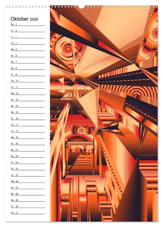 Produktbild: Geometrische Raumeindr&uuml;cke Planer (Wandkalender 2026 DIN A2 hoch), CALVENDO Monatskalender