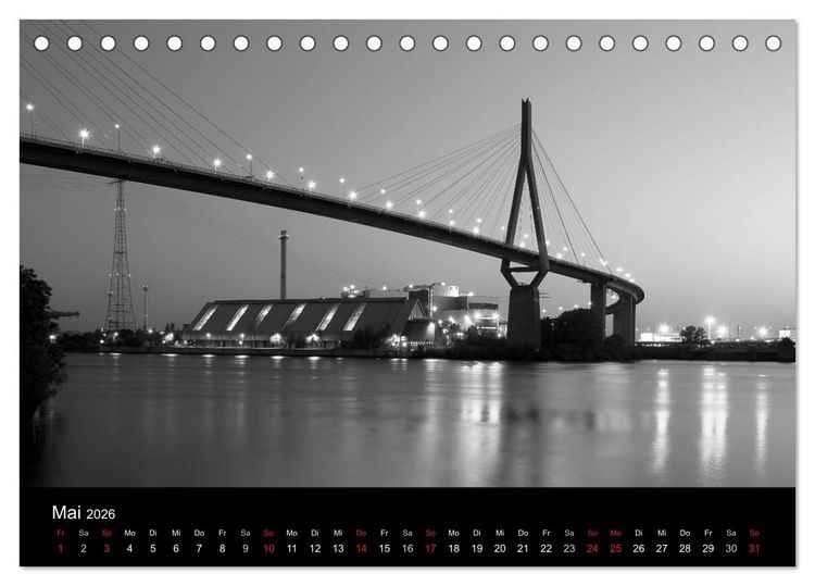 Produktbild: Hamburg monochrome Impressionen (Tischkalender 2026 DIN A5 quer), CALVENDO Monatskalender