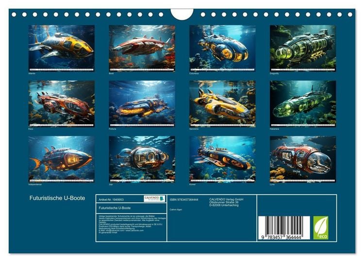Produktbild: Futuristische U-Boote (Wandkalender 2026 DIN A4 quer), CALVENDO Monatskalender