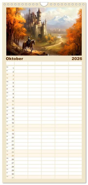 Produktbild: Familienplaner 2026 - Malerische Ritterburgen mit 5 Spalten (Wandkalender, 21 x 45 cm) CALVENDO