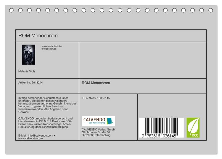 Produktbild: ROM Monochrom (Tischkalender 2026 DIN A5 quer), CALVENDO Monatskalender