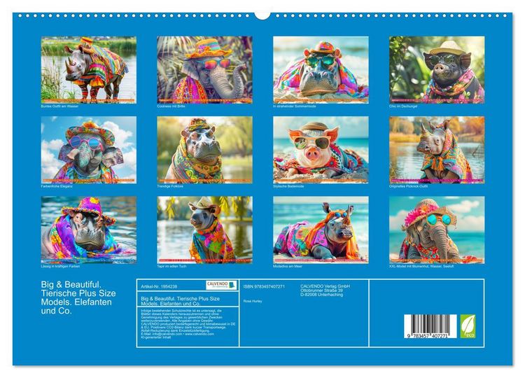 Produktbild: Big & Beautiful. Tierische Plus Size Models. Elefanten und Co. (hochwertiger Premium Wandkalender 2026 DIN A2 quer), Kunstdruck in Hochglanz