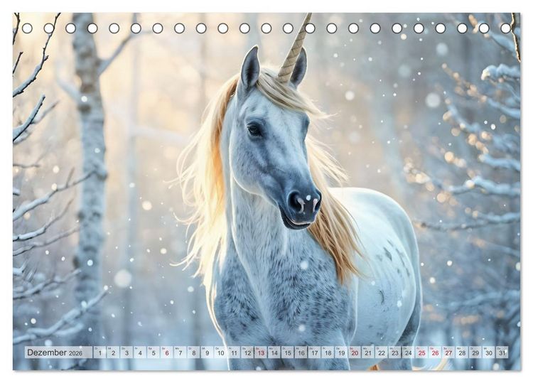 Produktbild: Einhorn Zauberwelt - Die m&auml;rchenhafte Welt der KI Einh&ouml;rner (Tischkalender 2026 DIN A5 quer), CALVENDO Monatskalender