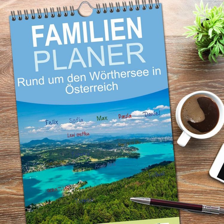Produktbild: Familienplaner 2026 - Rund um den W&ouml;rthersee in &Ouml;sterreich mit 5 Spalten (Wandkalender, 21 x 45 cm) CALVENDO