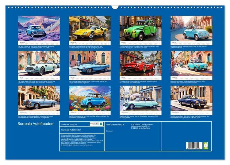 Produktbild: Surreale Autofreuden (Wandkalender 2026 DIN A2 quer), CALVENDO Monatskalender