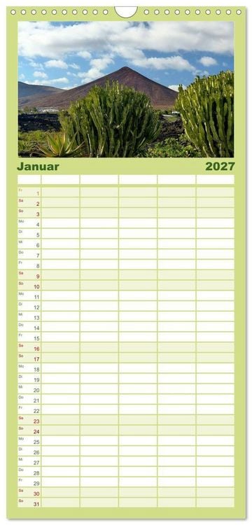 Produktbild: Familienplaner 2027 - Vulkaninsel Lanzarote mit 5 Spalten (Wandkalender, 21 x 45 cm) CALVENDO