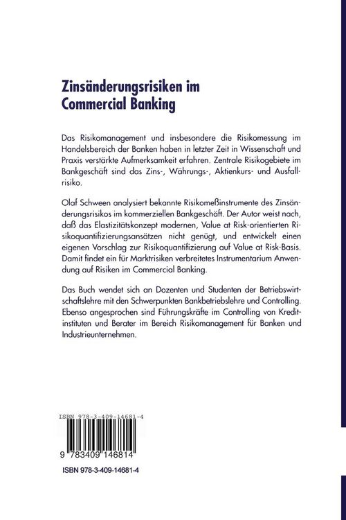 Produktbild: Zins&auml;nderungsrisiken im Commercial Banking