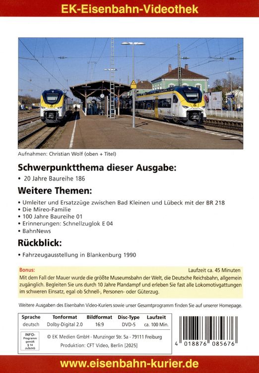 Produktbild: Eisenbahn Video-Kurier 167 - Schwerpunkt: 20 Jahre Baureihe 186