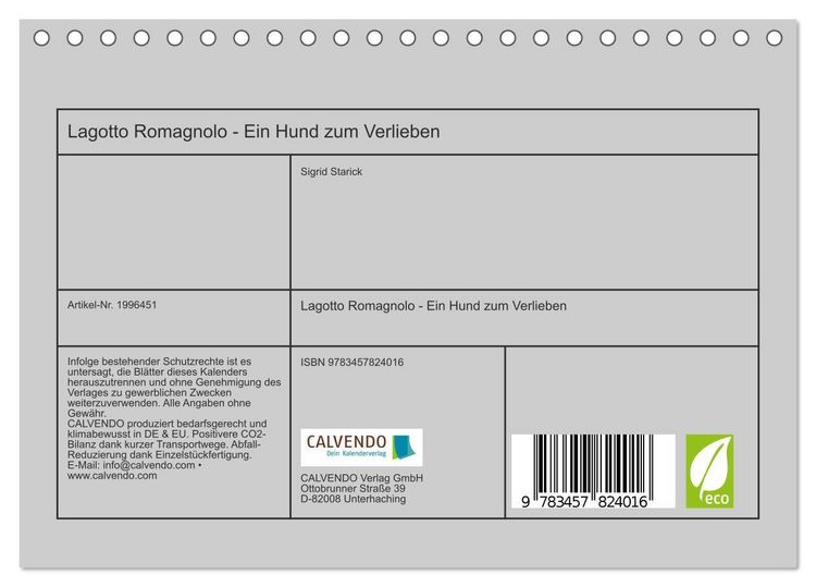 Produktbild: Lagotto Romagnolo - Ein Hund zum Verlieben (Tischkalender 2026 DIN A5 quer), CALVENDO Monatskalender