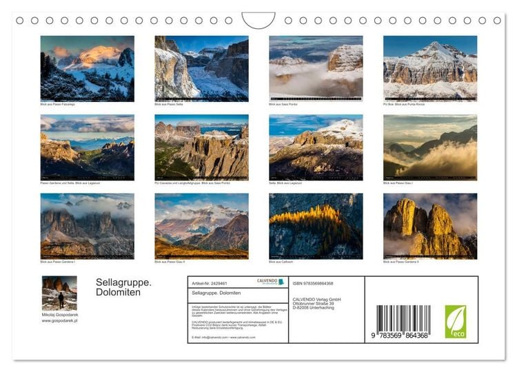 Produktbild: Sellagruppe. Dolomiten (Wandkalender 2027 DIN A4 quer), CALVENDO Monatskalender