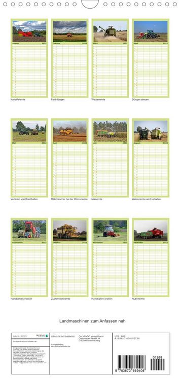 Produktbild: Familienplaner Landmaschinen zum Anfassen nah (Wandkalender 2022 , 21 cm x 45 cm, hoch)