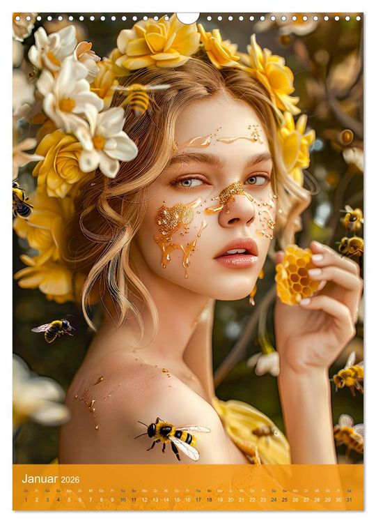 Produktbild: Bienenk&ouml;nigin - Goldene Harmonie von Sch&ouml;nheit, Honig und Bienen (Wandkalender 2026 DIN A3 hoch), CALVENDO Monatskalender