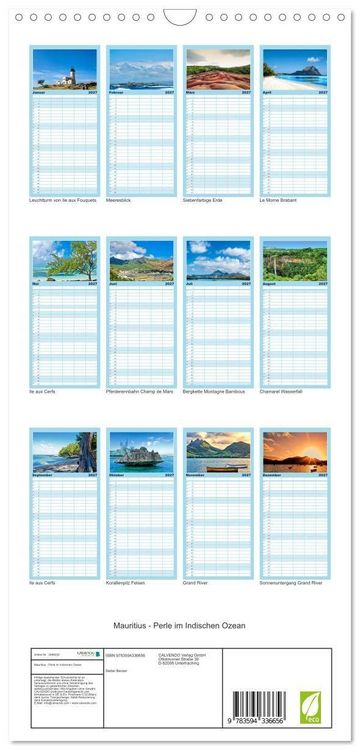 Produktbild: Familienplaner 2027 - Mauritius - Perle im Indischen Ozean mit 5 Spalten (Wandkalender, 21 x 45 cm) CALVENDO