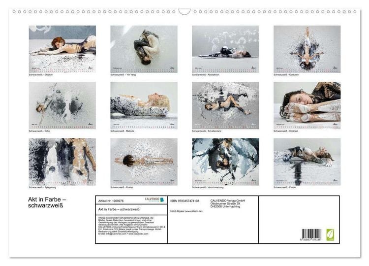 Produktbild: Akt in Farbe &ndash; schwarzwei&szlig; (Wandkalender 2026 DIN A2 quer), CALVENDO Monatskalender