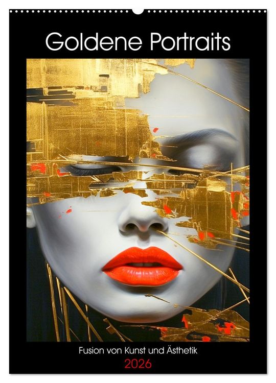 Produktbild: Goldene Portraits. Fusion von Kunst und &Auml;sthetik (Wandkalender 2026 DIN A2 hoch), CALVENDO Monatskalender