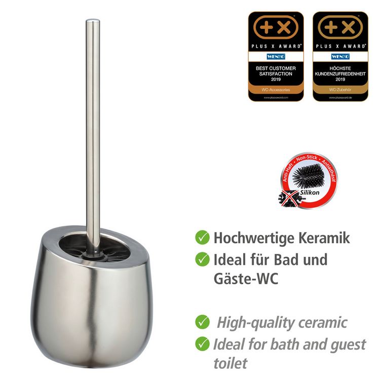 Produktbild: WC-Garnitur Mod. Badi Chrom matt Keramik, mit Silikon-B&uuml;rstenkopf