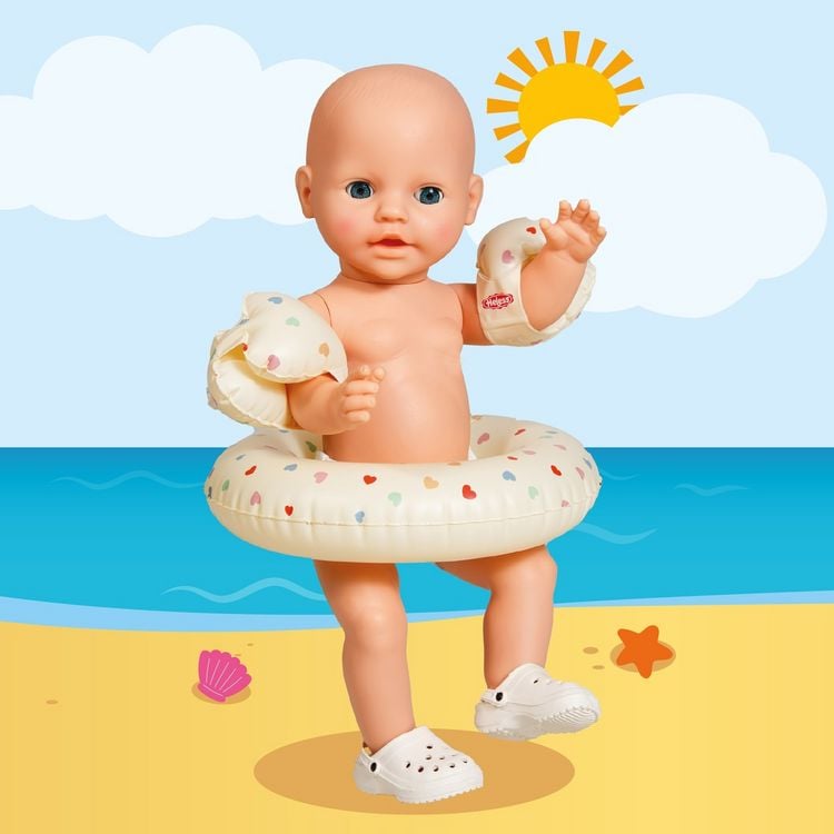 Produktbild: Puppen-Schwimmset ''Herz Konfetti'' mit Schwimmring, Schwimmfl&uuml;geln und Clogs,