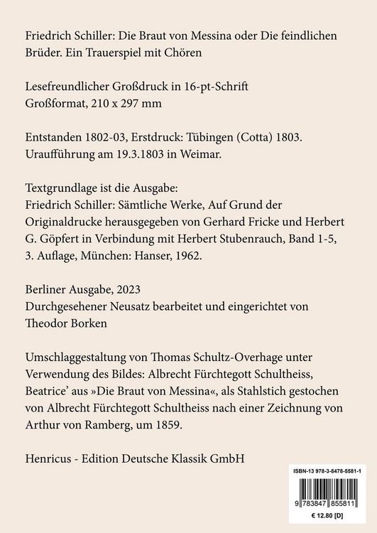 Produktbild: Die Braut von Messina oder Die feindlichen Br&uuml;der (Gro&szlig;druck)