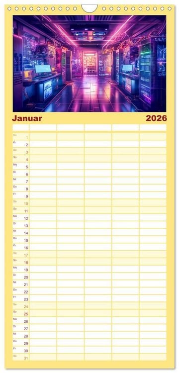 Produktbild: Familienplaner 2026 - Visuelle Reise in die digitale Welt mit 5 Spalten (Wandkalender, 21 x 45 cm) CALVENDO