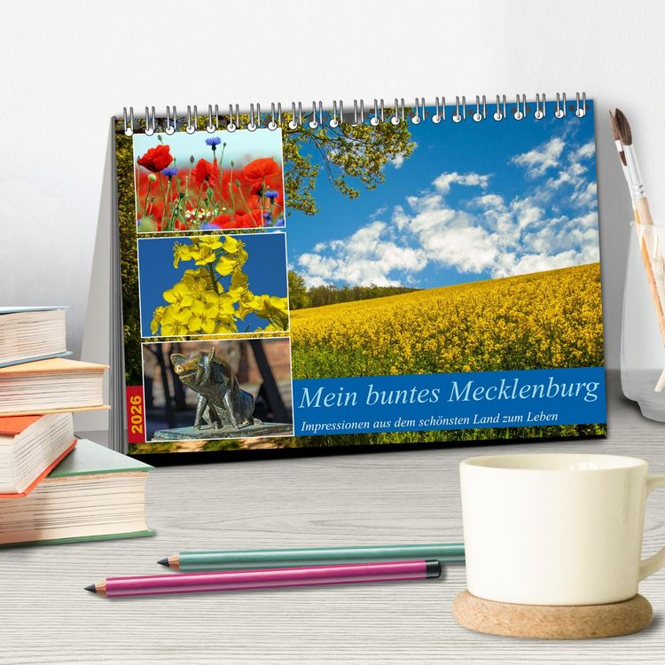 Produktbild: Mein buntes Mecklenburg (Tischkalender 2026 DIN A5 quer), CALVENDO Monatskalender