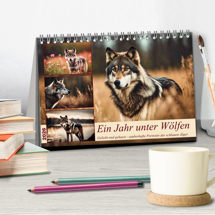 Produktbild: Ein Jahr unter W&ouml;lfen (Tischkalender 2026 DIN A5 quer), CALVENDO Monatskalender