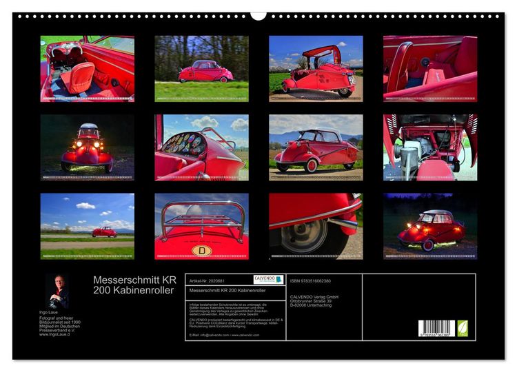 Produktbild: Messerschmitt KR 200 Kabinenroller (Wandkalender 2026 DIN A2 quer), CALVENDO Monatskalender