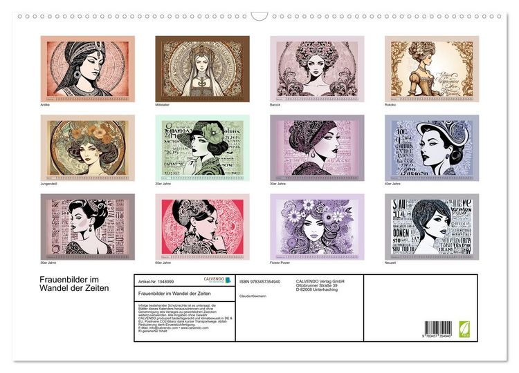 Produktbild: Frauenbilder im Wandel der Zeiten (Wandkalender 2026 DIN A2 quer), CALVENDO Monatskalender