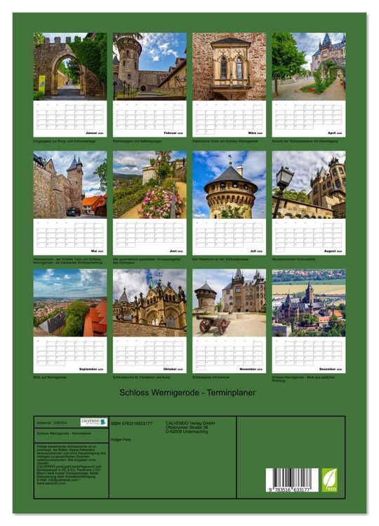 Produktbild: Schloss Wernigerode - Terminplaner (hochwertiger Premium Wandkalender 2026 DIN A2 hoch), Kunstdruck in Hochglanz