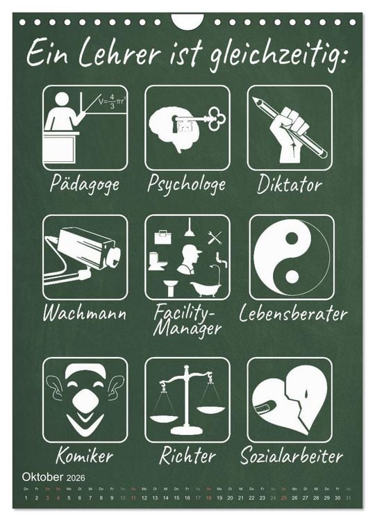 Produktbild: Coole Lehrerspr&uuml;che (Wandkalender 2026 DIN A4 hoch), CALVENDO Monatskalender