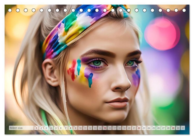 Produktbild: Farben der Weiblichkeit - Kunstvolle KI Portraits (Tischkalender 2026 DIN A5 quer), CALVENDO Monatskalender