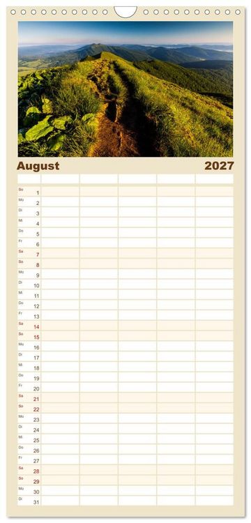 Produktbild: Familienplaner 2027 - Berge. Wege in die Natur mit 5 Spalten (Wandkalender, 21 x 45 cm) CALVENDO