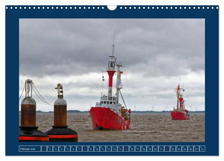 Produktbild: Feuerschiffe - Borkum Riff - Elbe 1 - Deutsche Bucht (Wandkalender 2026 DIN A3 quer), CALVENDO Monatskalender