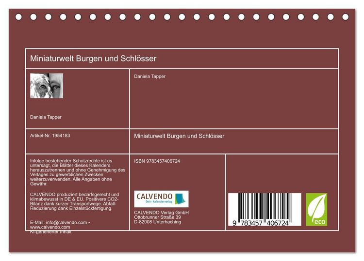 Produktbild: Miniaturwelt Burgen und Schl&ouml;sser (Tischkalender 2026 DIN A5 quer), CALVENDO Monatskalender