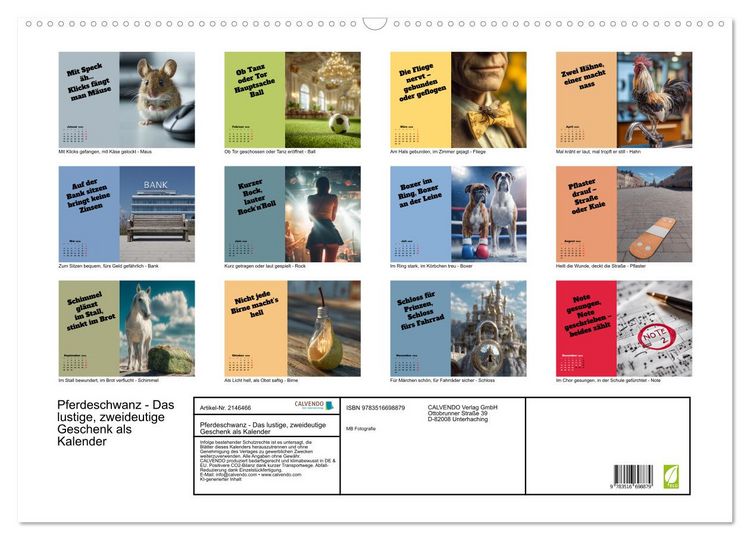 Produktbild: Pferdeschwanz - Das lustige, zweideutige Geschenk als Kalender (Wandkalender 2026 DIN A2 quer), CALVENDO Monatskalender