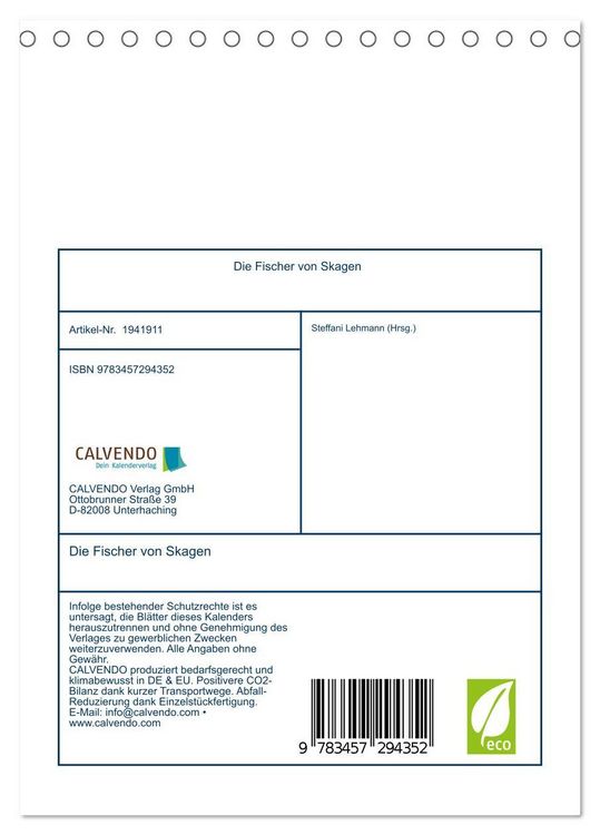 Produktbild: Die Fischer von Skagen (Tischkalender 2026 DIN A5 hoch), CALVENDO Monatskalender