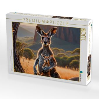 Produktbild: CALVENDO Puzzle F&uuml;rsorgliche K&auml;nguru-Mutter besch&uuml;tzt ihr Junges | 1000 Teile Lege-Gr&ouml;&szlig;e 64x48cm Foto-Puzzle f&uuml;r gl&uuml;ckliche Stunden