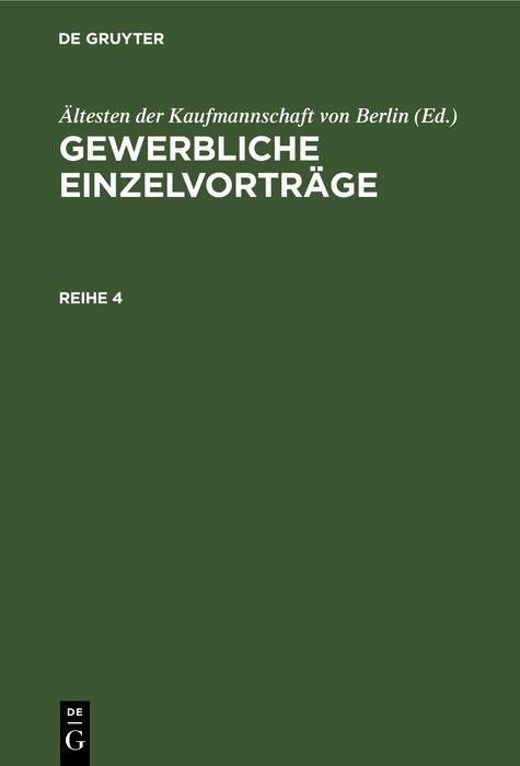 Produktbild: Gewerbliche Einzelvortr&auml;ge. Reihe 4