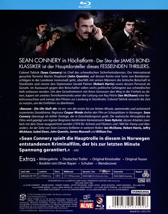 Produktbild: Sean Connery: Die Uhr l&auml;uft ab - Ransom (Filmjuwelen)